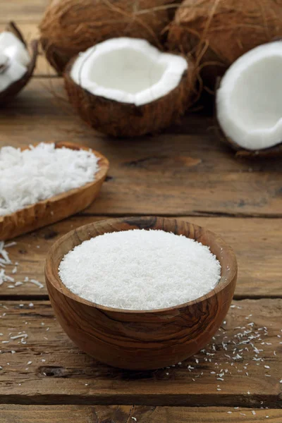 Coconut dried on wooden table — Stock Photo, Image