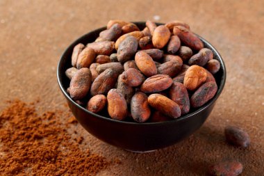 Kakao fasulyesinin kestane rengi arka planını kapatın.