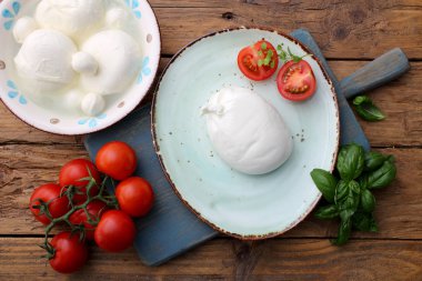 Domates ve fesleğenli geleneksel İtalyan mozzarellası