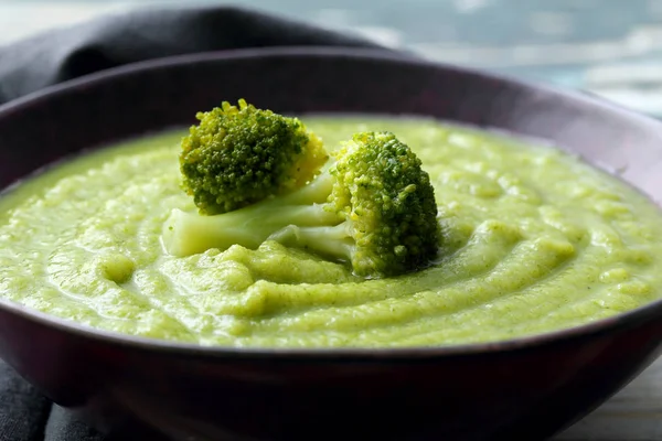 Cerrar Sopa Crema Brócoli Tazón Cerámica — Foto de Stock