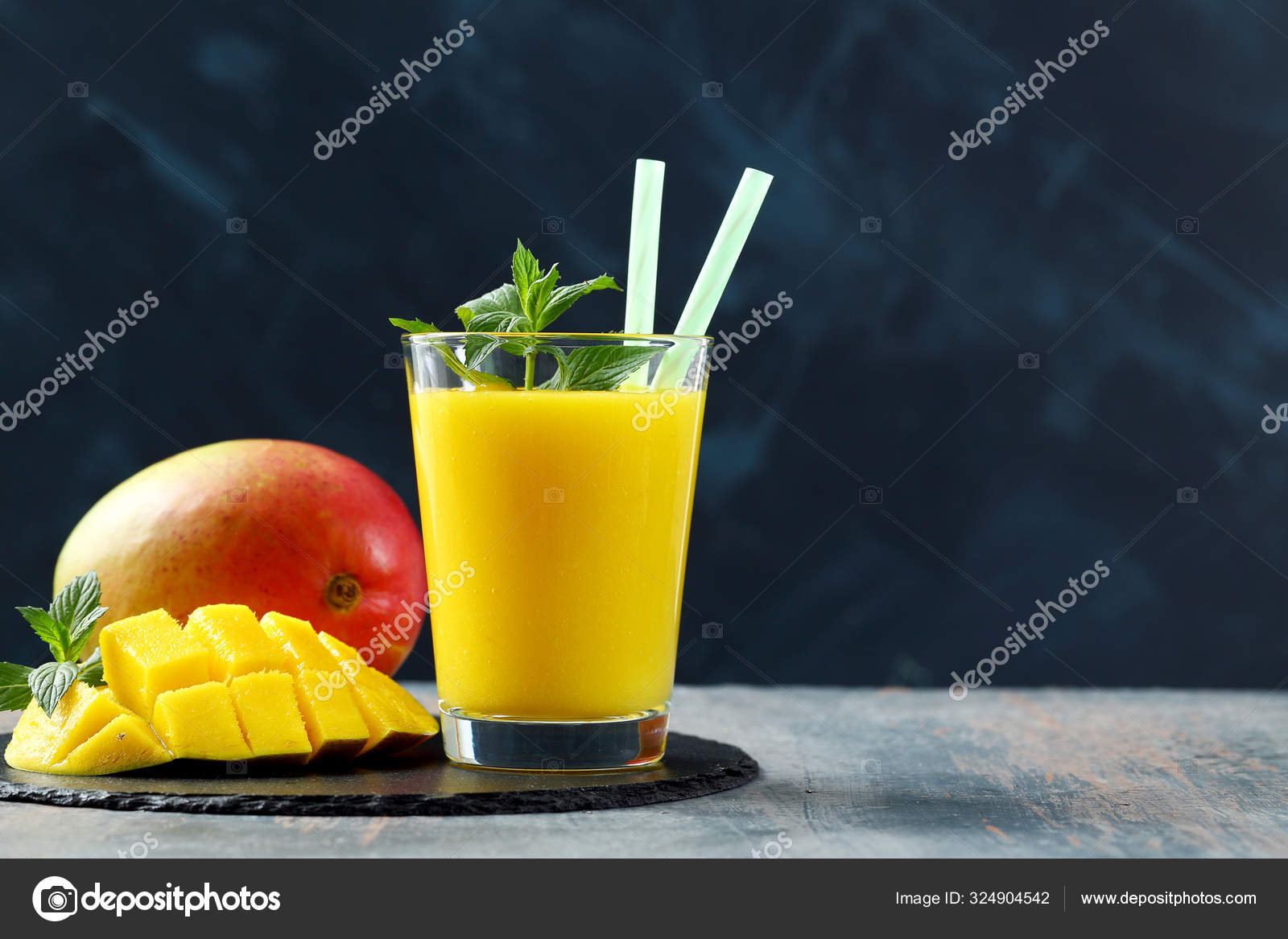 Mango Juice Fruit Smoothies Dark Background Stock Photo by ©denio109  324904542