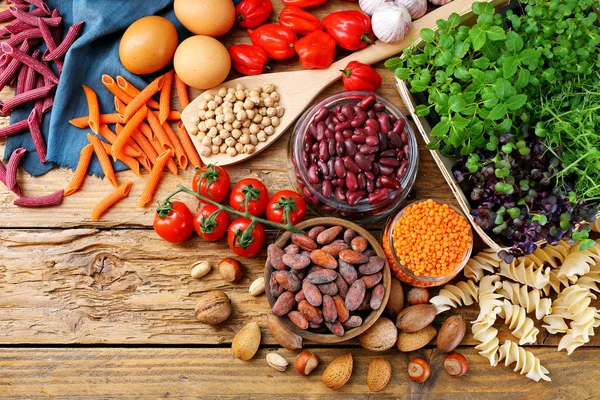 Gesunde Ernährung Mit Kohlenhydraten Und Gemüse Hintergrund — Stockfoto