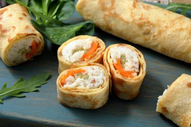 gözleme ya da krep mutfağın kırsal arka planında