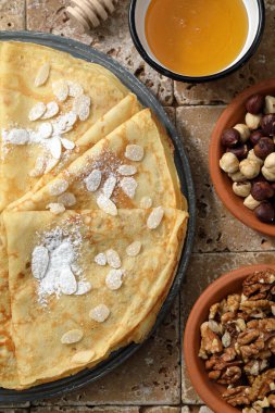 gözleme ya da krep mutfağın kırsal arka planında