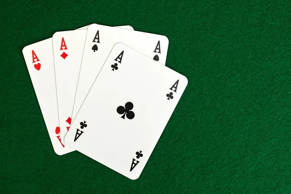 Poker cards on green table. — Stock Photo, Image