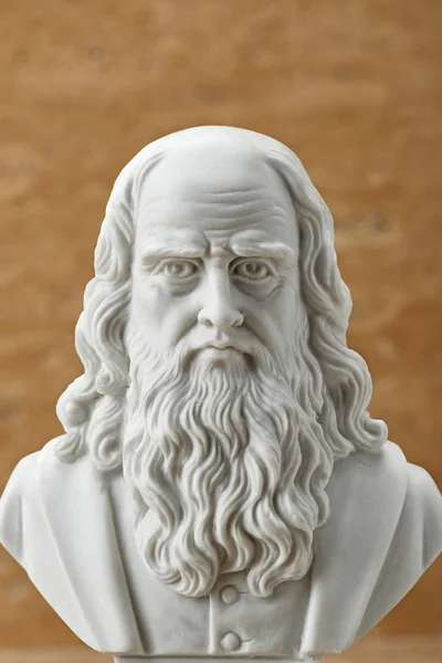 Staty av Leonardo Da Vinci, antika italienska kreativ konstnär. — Stockfoto