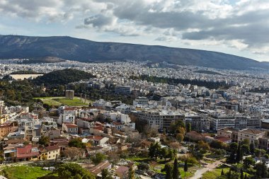 Akropolis Atina şehir görünümünü.