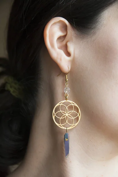 Beautiful lady detail wearing romantic earring