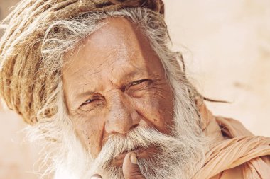 Mango Baba Sadhu kutsal adam Puskar City, Hindistan, 14 Şubat, 2018