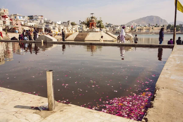 Озеро Пушкар Холи Городе Пушкар Раджастан Индия Февраля 2018 Года — стоковое фото
