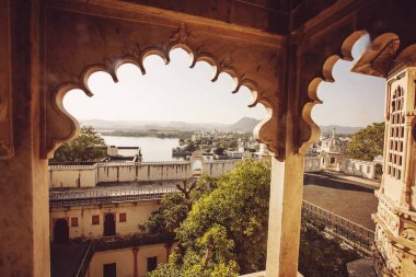 Udaipur şehir Palace - Udaipur, Hindistan, 9 Şubat 2018 dekoratif detay