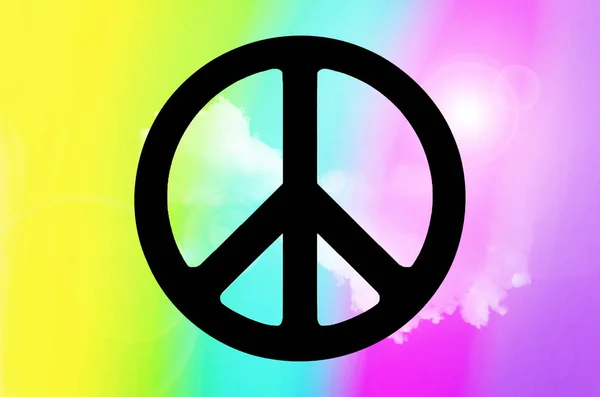 Friedenssymbol Auf Regenbogenhintergrund — Stockfoto