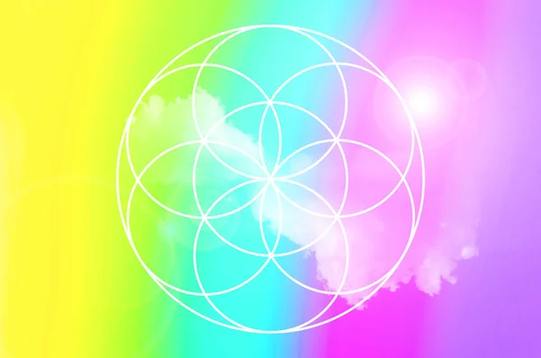 seed of life on rainbow background