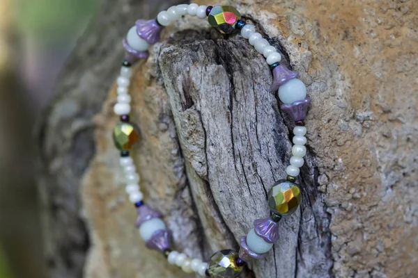 Female bracelet with natural stone beads