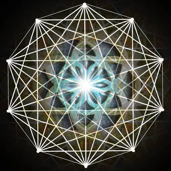 Sacred Geometry Decagram Seed Life Mandala Abstract Art — Stock Photo, Image