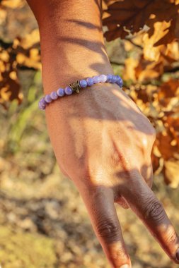 Erkek el bileği sonbahar doğasında rudraksha labradorite mineral taş bilezik