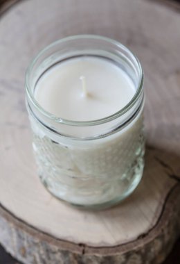Natural soy wax decorative candle in vintage glass