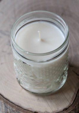 Natural soy wax decorative candle in vintage glass