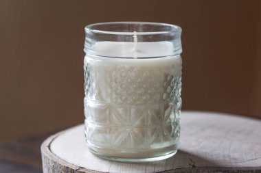 Natural soy wax decorative candle in vintage glass