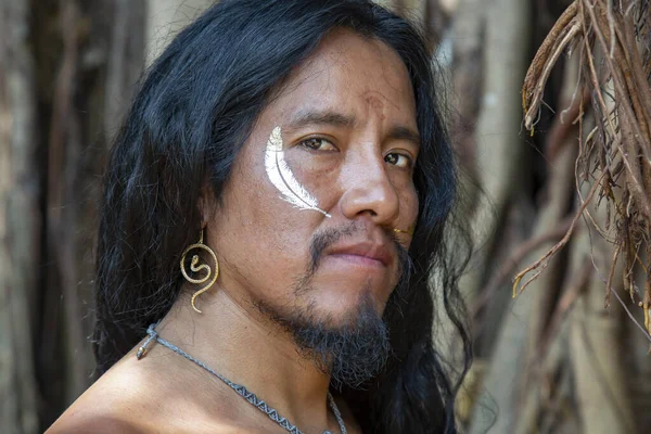 自然环境中美洲印第安人的户外肖像 — 图库照片
