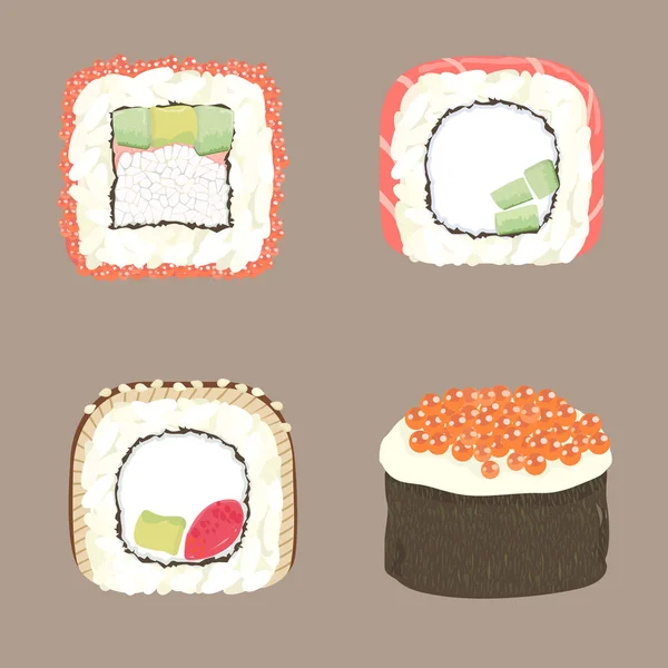 Sushi uramaki gunkan — Stock Vector