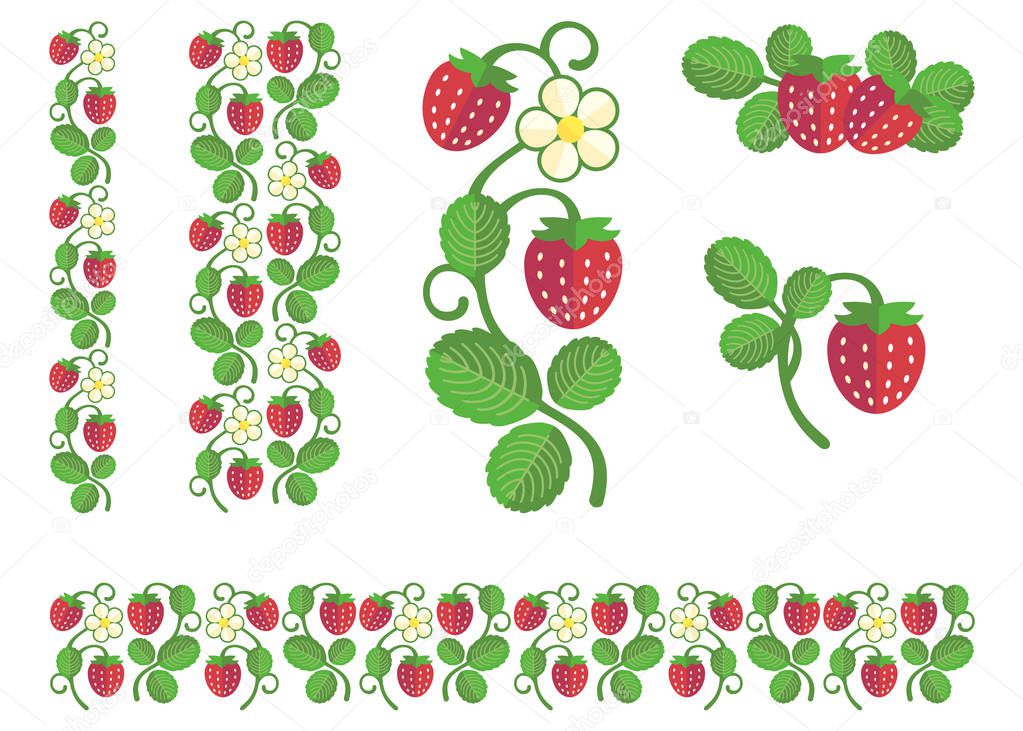 Strawberry flat colors set