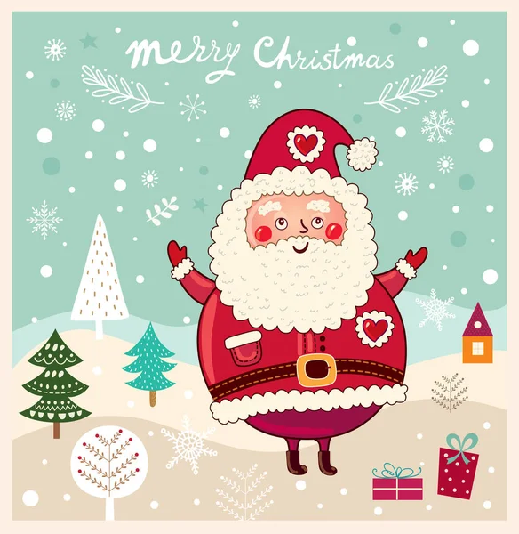 Kerstmis Achtergrond Met Santa Claus Vectorillustratie — Stockvector