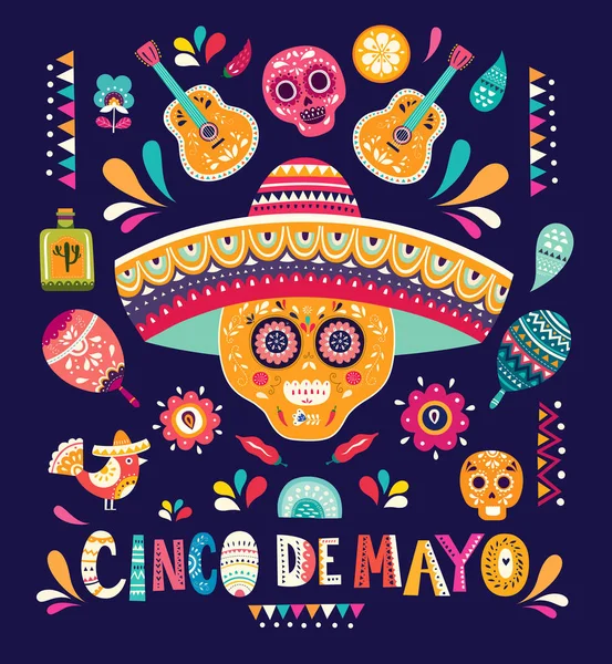 Modèle Coloré Pour Les Vacances Mexicaines Cinco Mayo Illustration Vectorielle — Image vectorielle