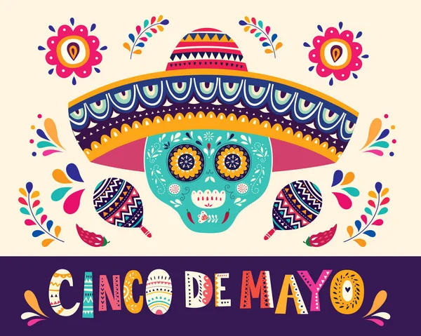 Barevné Šablony Design Pro Mexické Dovolené Cinco Mayo Vektorové Ilustrace — Stockový vektor