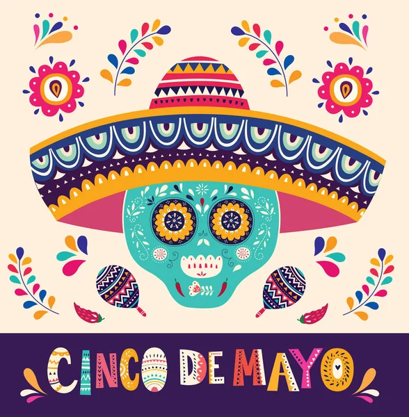 Colorido Diseño Plantilla Para Vacaciones Mexicanas Cinco Mayo Ilustración Vectorial — Vector de stock