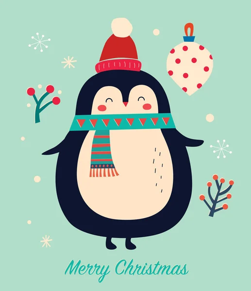 Niesamowita Ilustracja Uroczego Pingwina Szalikiem — Wektor stockowy
