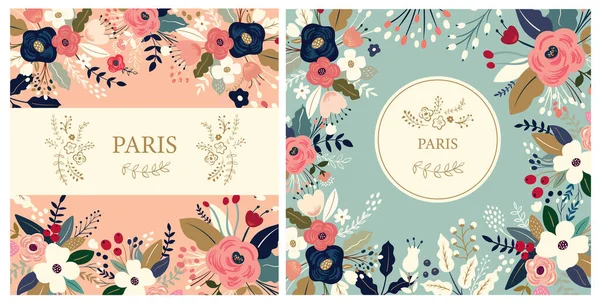 Hermosa Colección Patrones Florales Patrones Flores Navideñas Para Tarjetas Invitaciones — Vector de stock