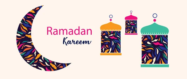 Ramadan Kareem Modello Biglietto Auguri Sfondo Banner Islamico — Vettoriale Stock