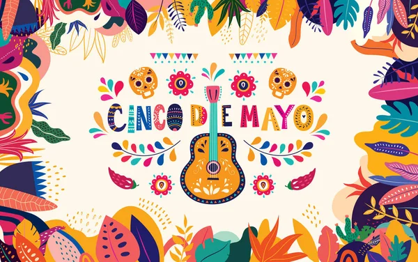 Hermosa Ilustración Vectorial Con Diseño Para Vacaciones Mexicanas Mayo Cinco — Vector de stock