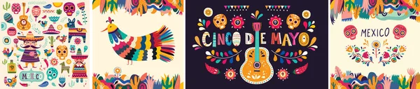 Schöne Vektorillustration Mit Design Für Den Mexikanischen Feiertag Mai Cinco — Stockvektor