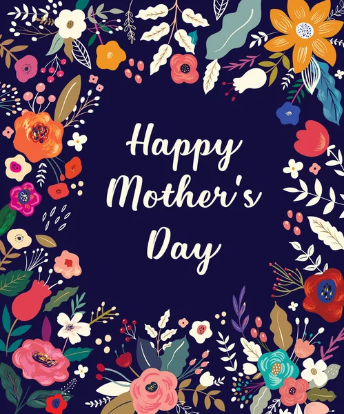 Feliz Dia Das Mães Cumprimentando Ilustraçãocom Flores Coloridas Primavera Modelo — Vetor de Stock