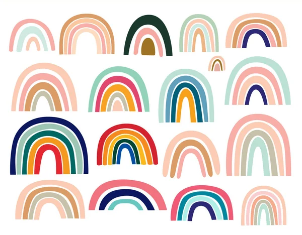 現代の虹と装飾抽象アートコレクション 手描きのモダンなベクトルイラスト トレンディカラフルな新鮮な夏の装飾コレクション — ストックベクタ