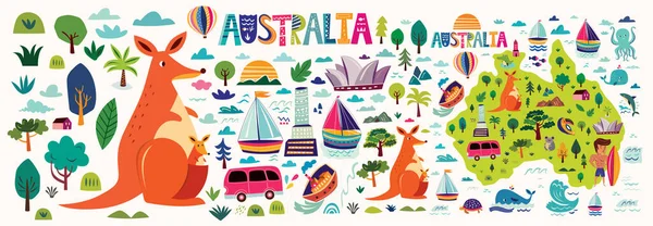 Векторная Иллюстрация Символами Австралии — стоковый вектор