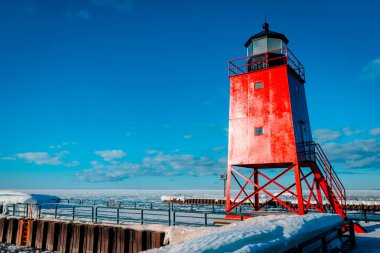 Charlevoix Michigan 'daki Güney İskelesi Deniz Feneri