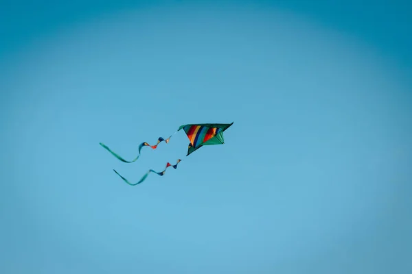 カラフルな凧が空を舞い上がる — ストック写真