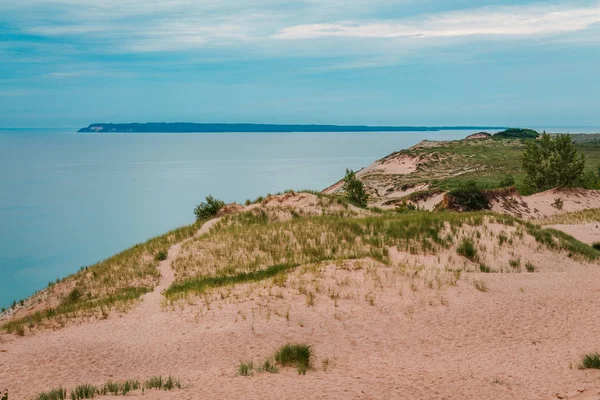 Shot Top Sleeping Bear Dunes Overlooking Lake Michigan South Manitou — Stock Photo, Image