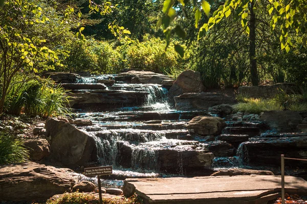 Vesiputous Patsas Puutarhassa Frederik Meijer Gardens Grand Rapids Michigan — kuvapankkivalokuva