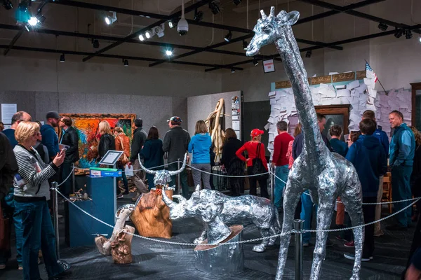 Exposição Animais Modelados Partir Folha Alumínio Exposição Durante Artprize Grand — Fotografia de Stock