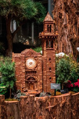 Frederik Meijer Bahçeleri 'ndeki tren bahçesindeki Fountain Caddesi Kilisesi' nin modeli.