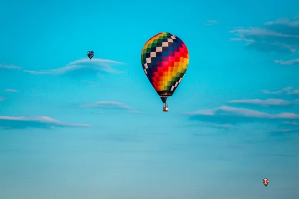 Sunset Full Hot Air Ballons Flying Sky Battle Creek Michigan — Stock Photo, Image