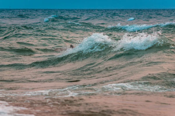 Olas Que Estrellan Playa Del Lago Michigan —  Fotos de Stock