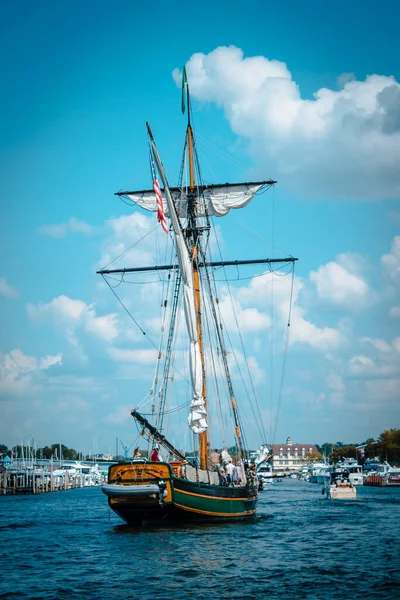 stock image Tall ship setting sail from South Haven Michigans harbor on a summer day