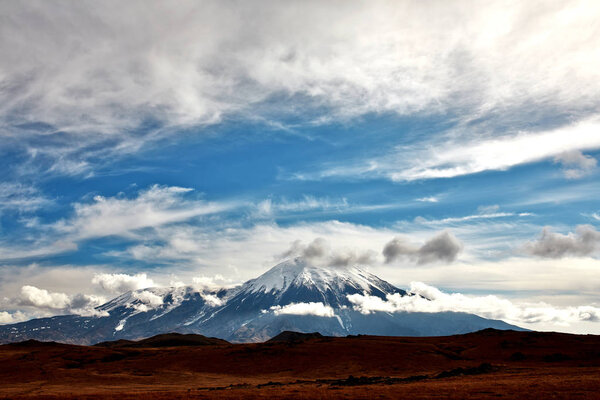 Volcano of Kamchatka in fall time