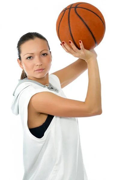 Genç Güzel Kadın Sepet Topu Oyuncu — Stok fotoğraf
