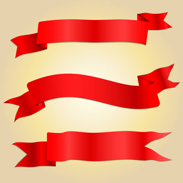 Asymmetry red ribbon banner
